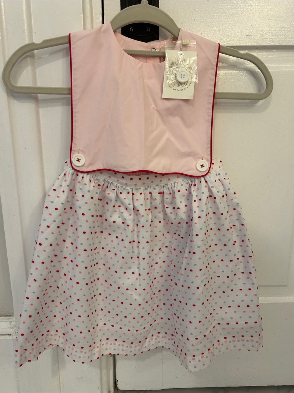 The Beaufort Bonnet Company Pink and Red Dot Girls Dress